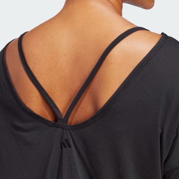 Adidas women's Yoga Studio Oversized Active Tshirt Black (S) - Picture 2 of 7